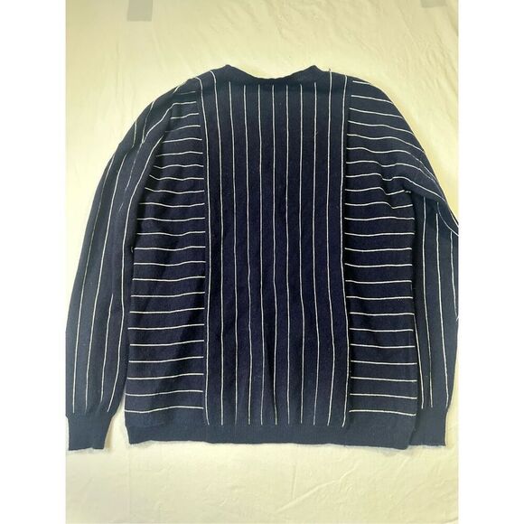 J. Crew navy and white striped crewneck cashmere sweater, size small - Picture 6 of 7